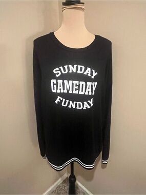 My LAnd Sunday Gameday Funday Black Graphic Pullover Sweatshirt, XL